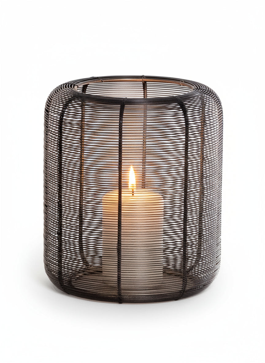 Windlicht - Draht schwarz/gold 26 x 31 cm