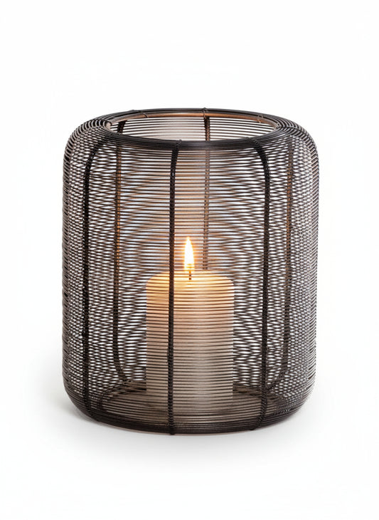 Windlicht - Draht schwarz/gold 26 x 31 cm