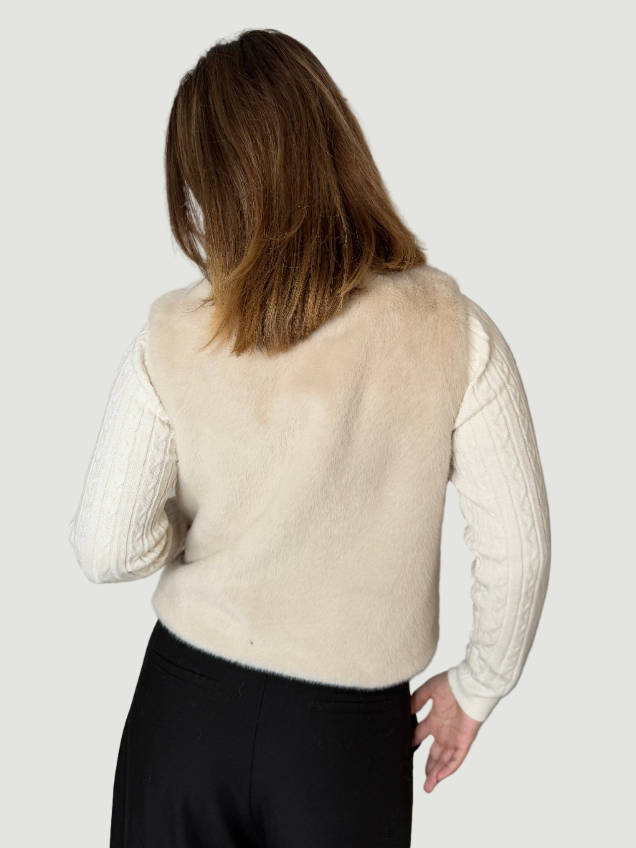 ANGI Fell-Weste Kunstpelz beige
