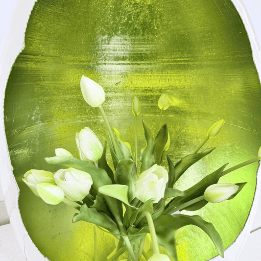 Cor Mulder Deko-Ei Weiß/Grün – modernes Designobjekt