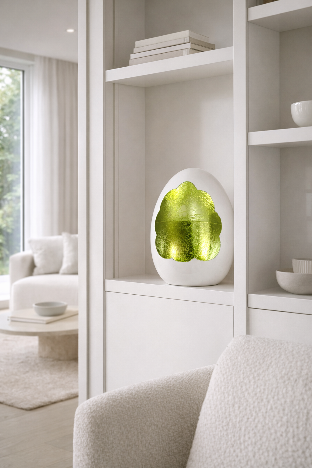 Cor Mulder Deko-Ei Weiß/Grün – modernes Designobjekt