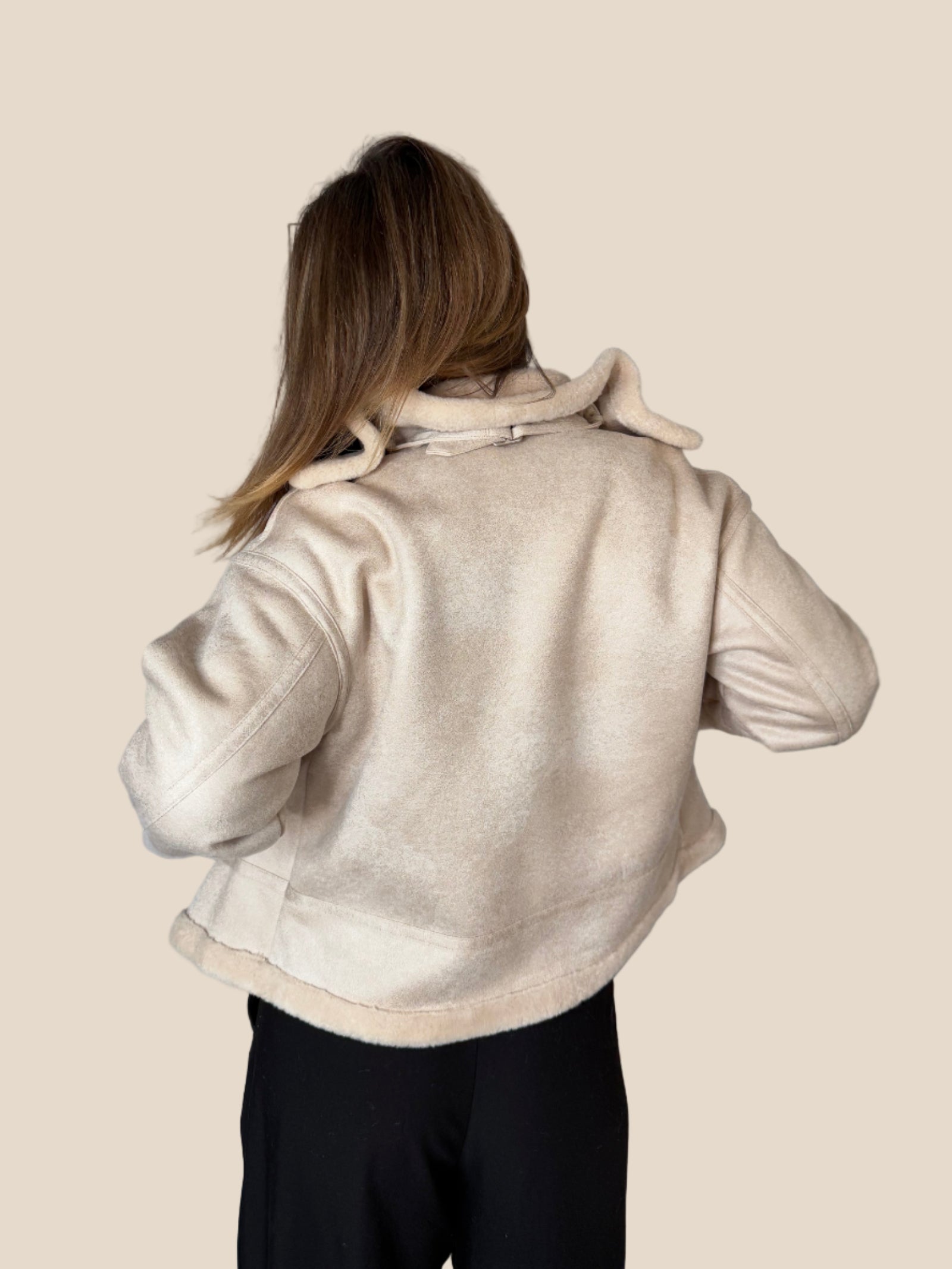 BEAR Kunstleder-Fell Jacke beige