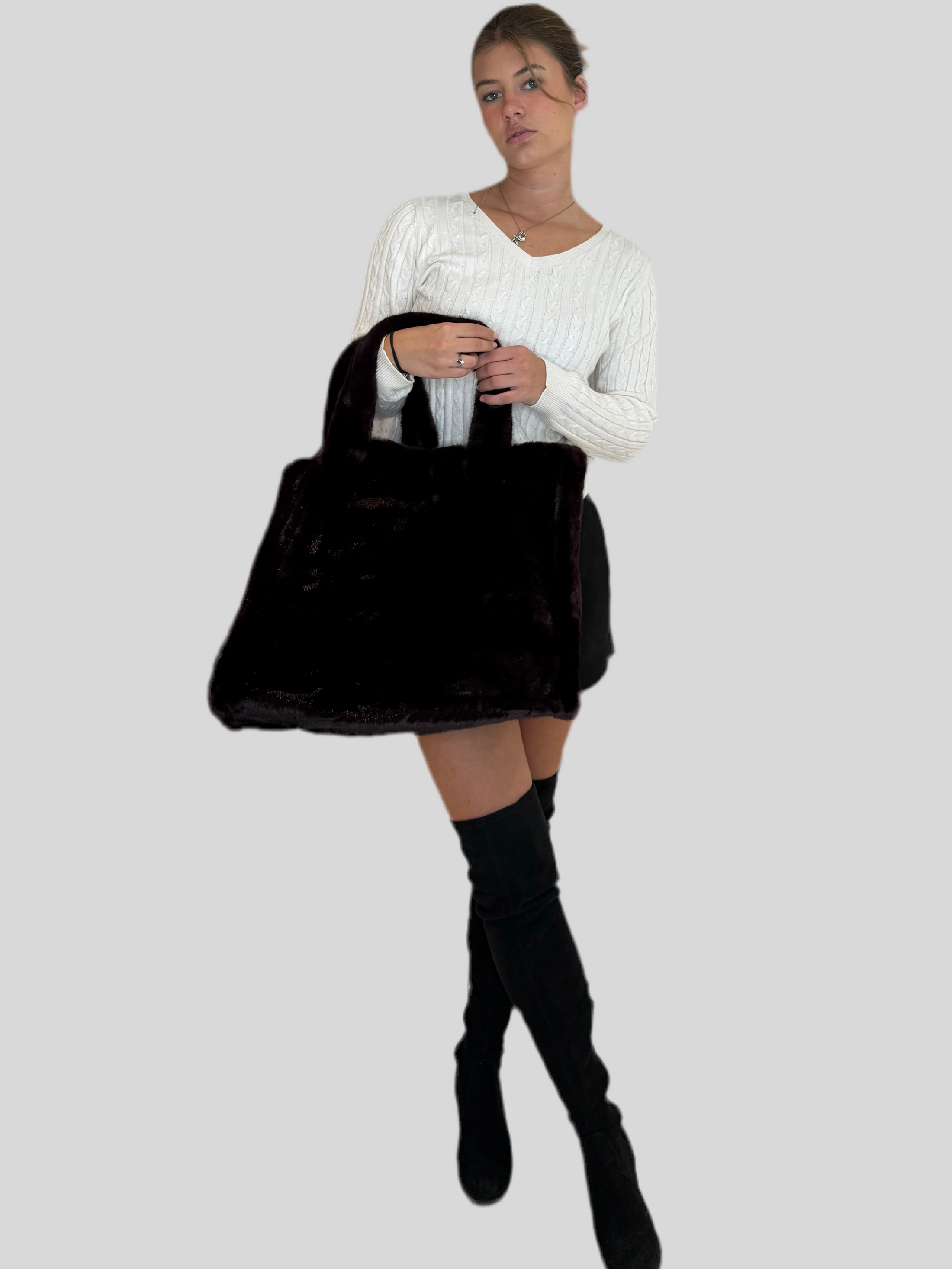 MEGA Felltasche XXL bordeaux Kunstfell