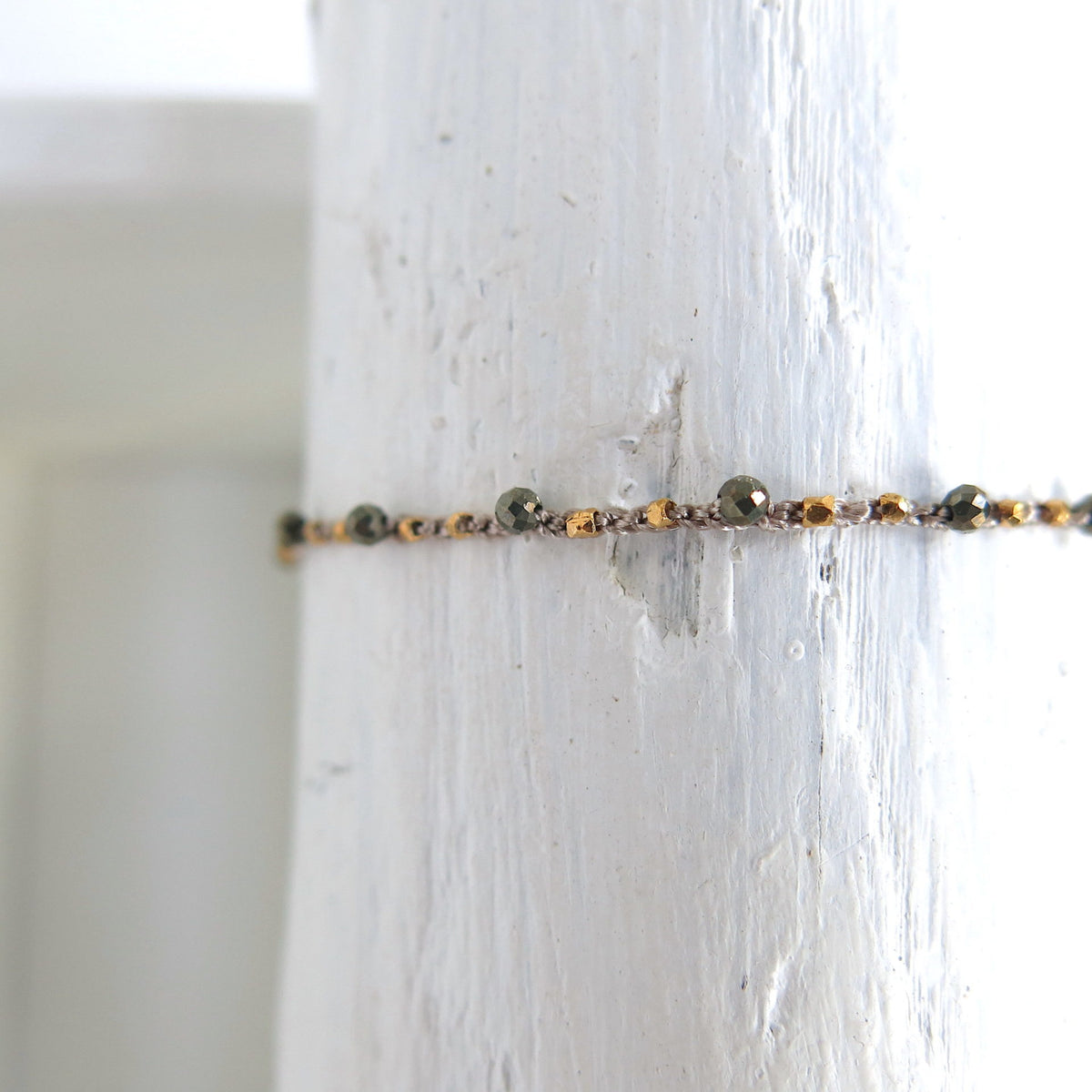 JASMINE Bracelet pierres semi-précieuses Pyrite & perles vermeil