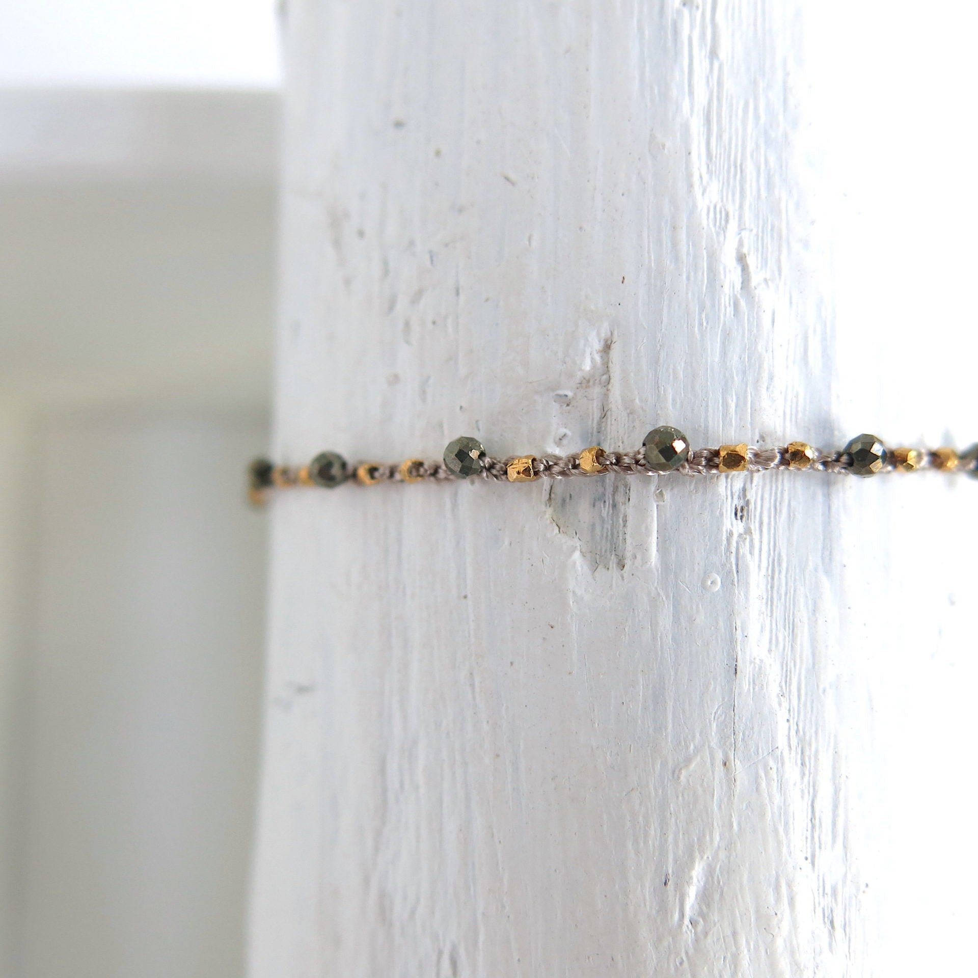 JASMINE Armband Halbedelstein Pyrit & Vermeil Perlen