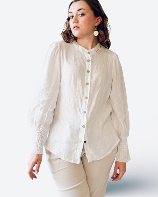 ILEANA - Leinenbluse weiß