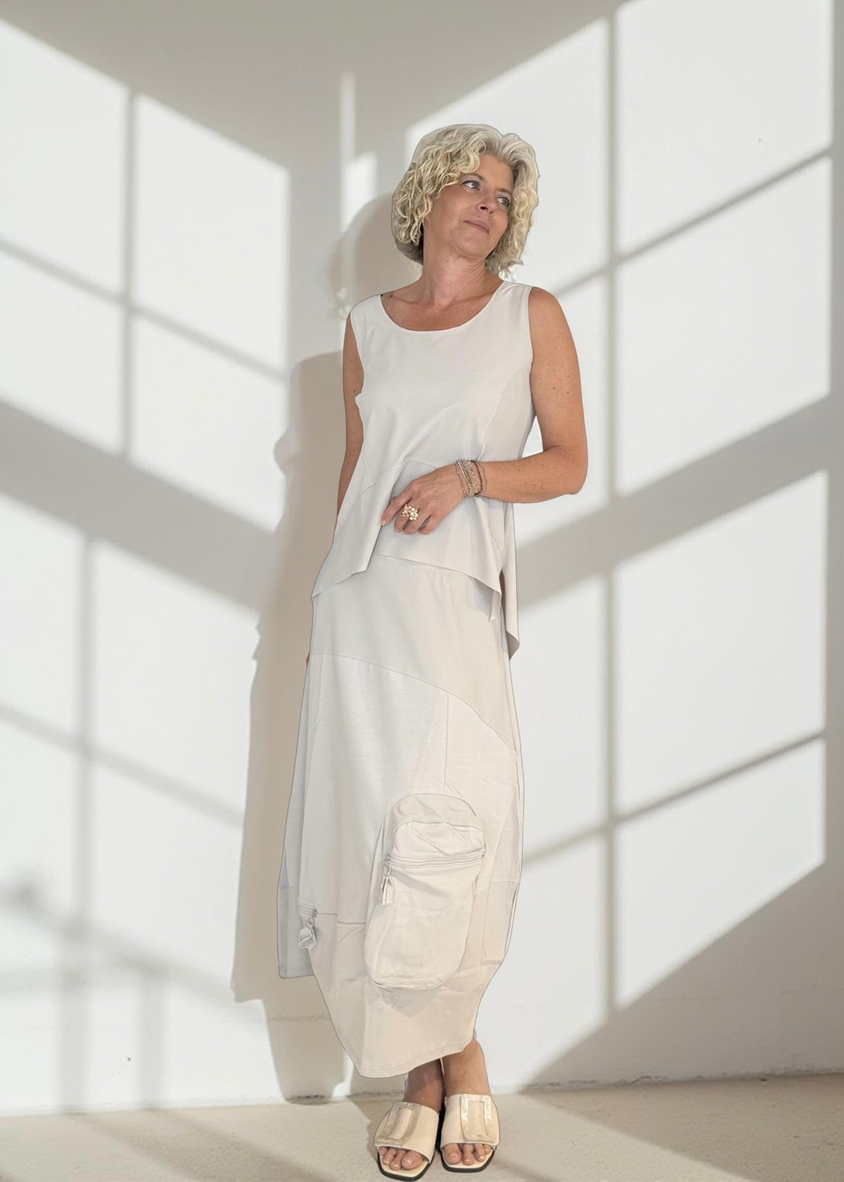 Jersey-Ballonrock Maxi – Sand