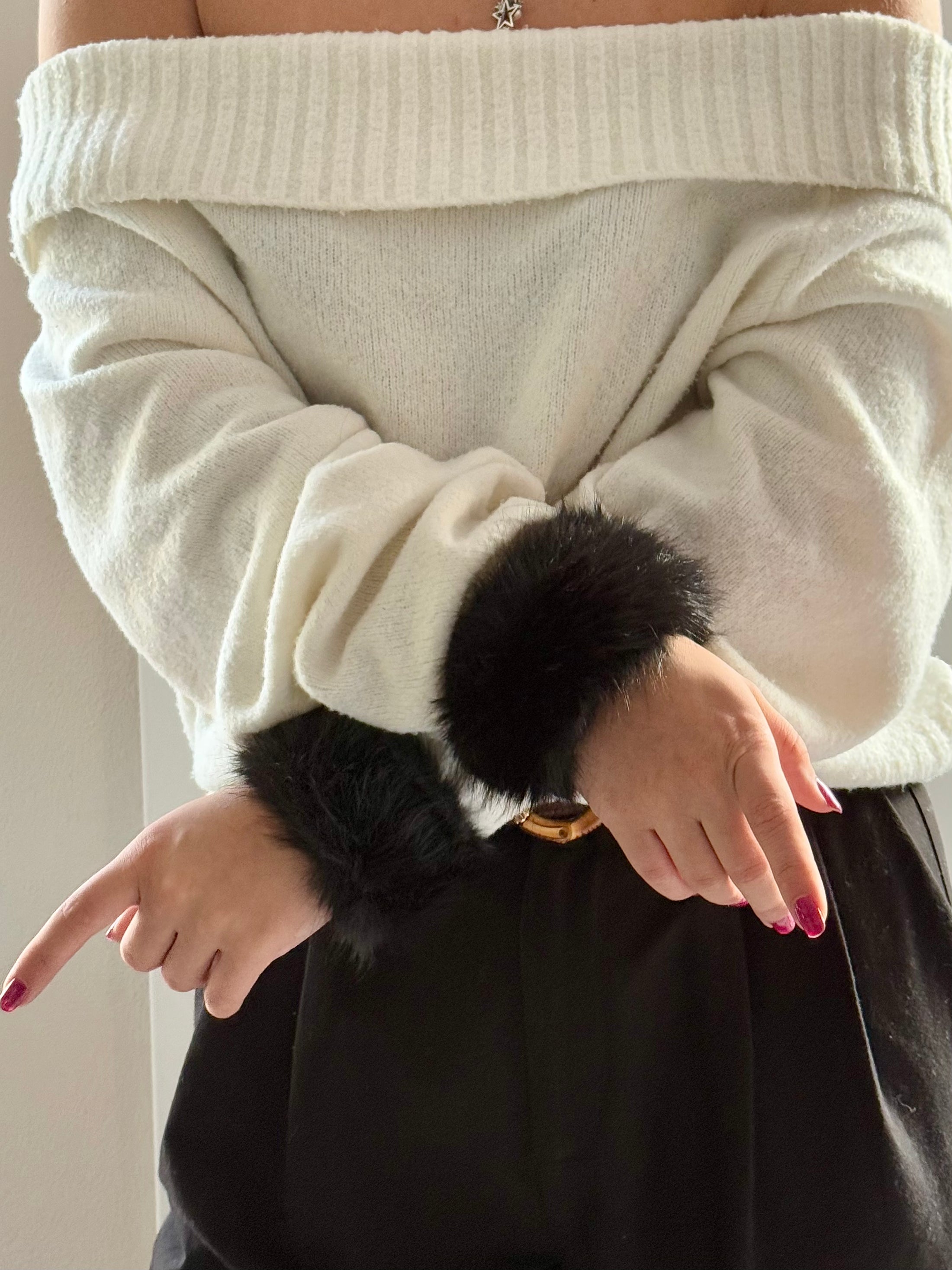 FLUFFY Pulswärmer Kunstpelz onesize | schwarz