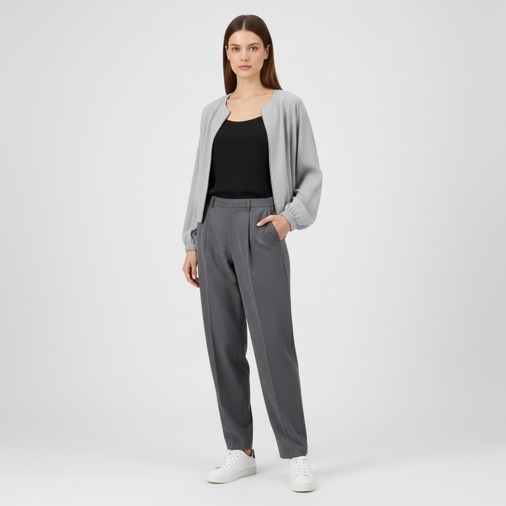 Baggy Hose mit schmalem Bein – Grau | Hailys