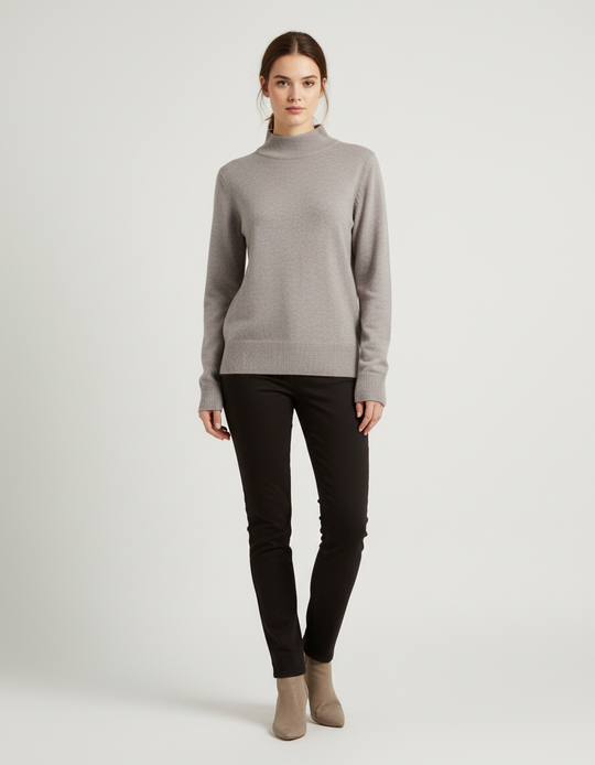MONA Stehkragen-Pullover grau