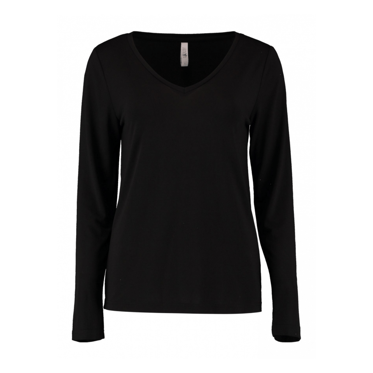 HAILYS Long-Sleeved V-Neck Shirt - Black