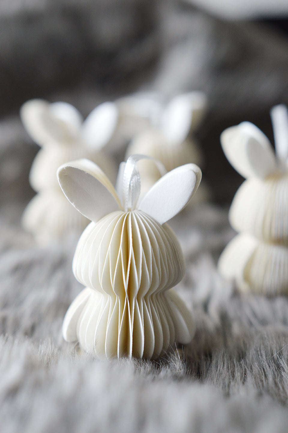 Papier-Hase Honeycomb zum Hängen | 7 cm - Weiß