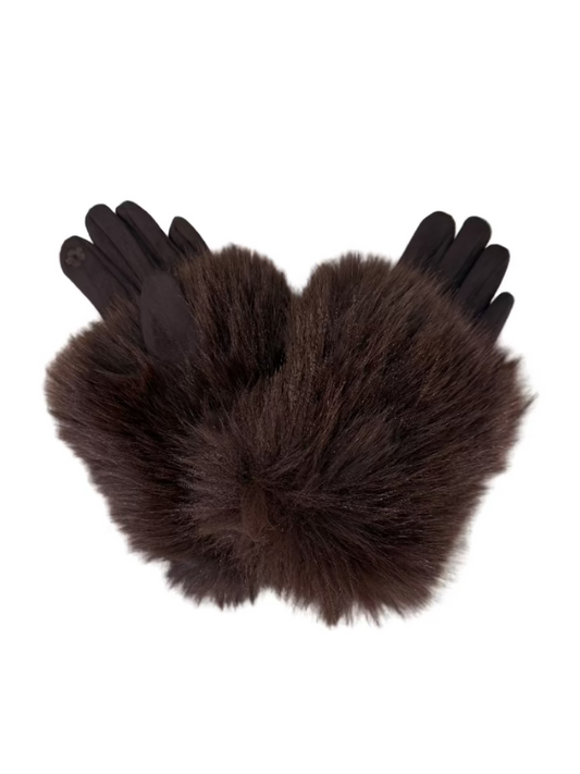 ST. MORITZ Handschuhe mit Kunstpelz-Besatz braun