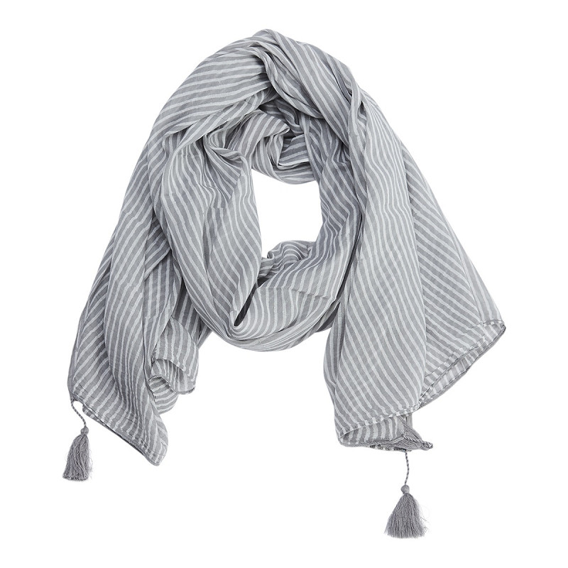 Écharpe The Moshi LOVIS – écharpe en coton blanc gris à fines rayures