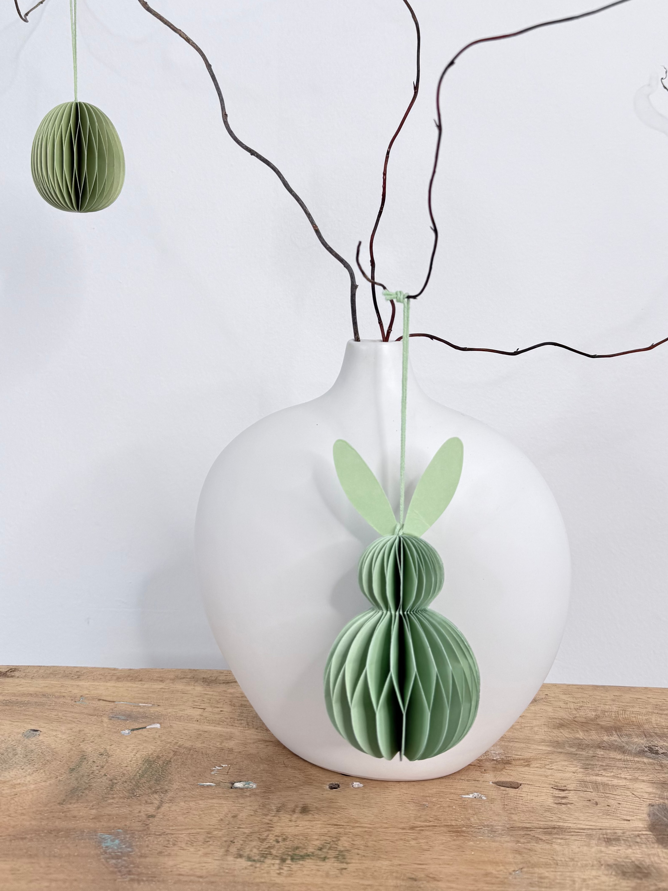 Papier-Hase Honeycombs zum Hängen - Grün | 15 cm