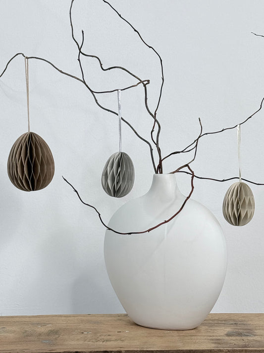Papier-Ei Honeycombs zum Hängen - Taupe | 10 cm