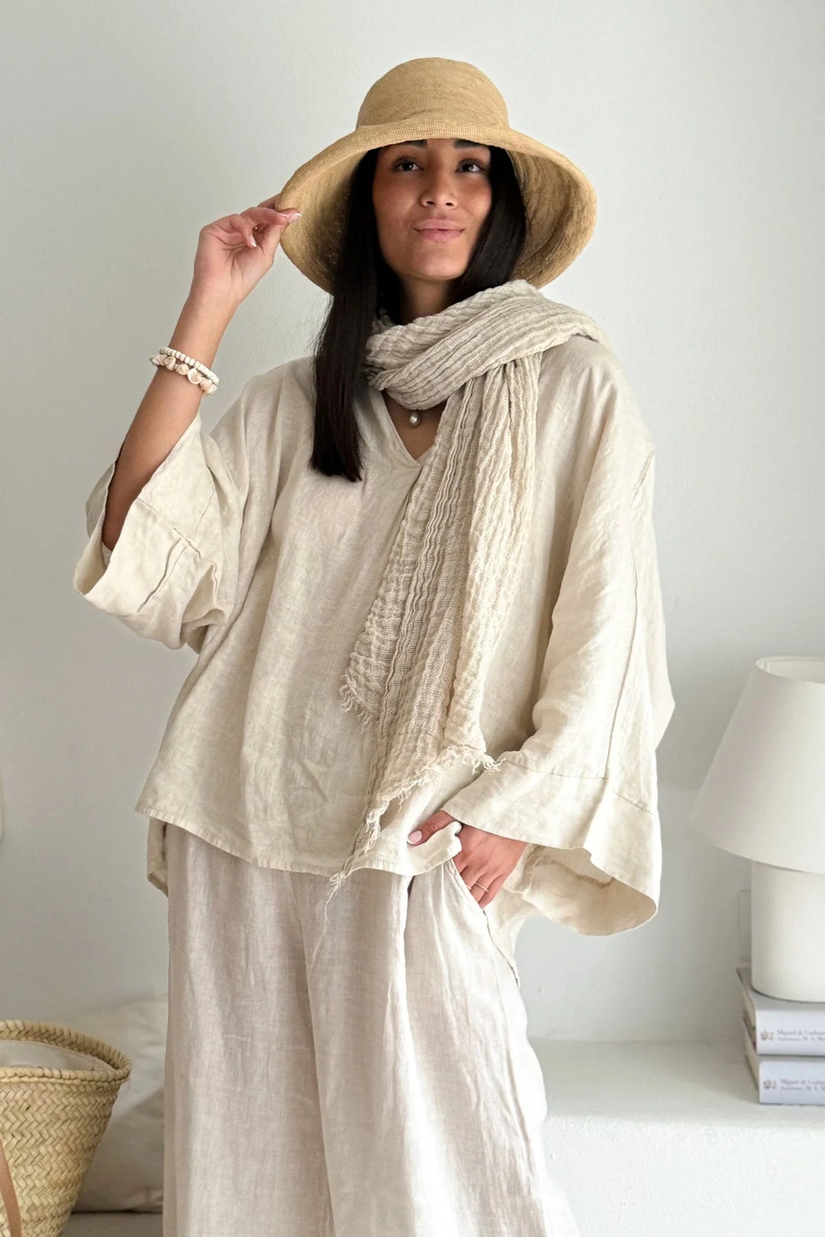 Leinenschal BOHO MESH aus 100 % Leinen | BYPIAS
