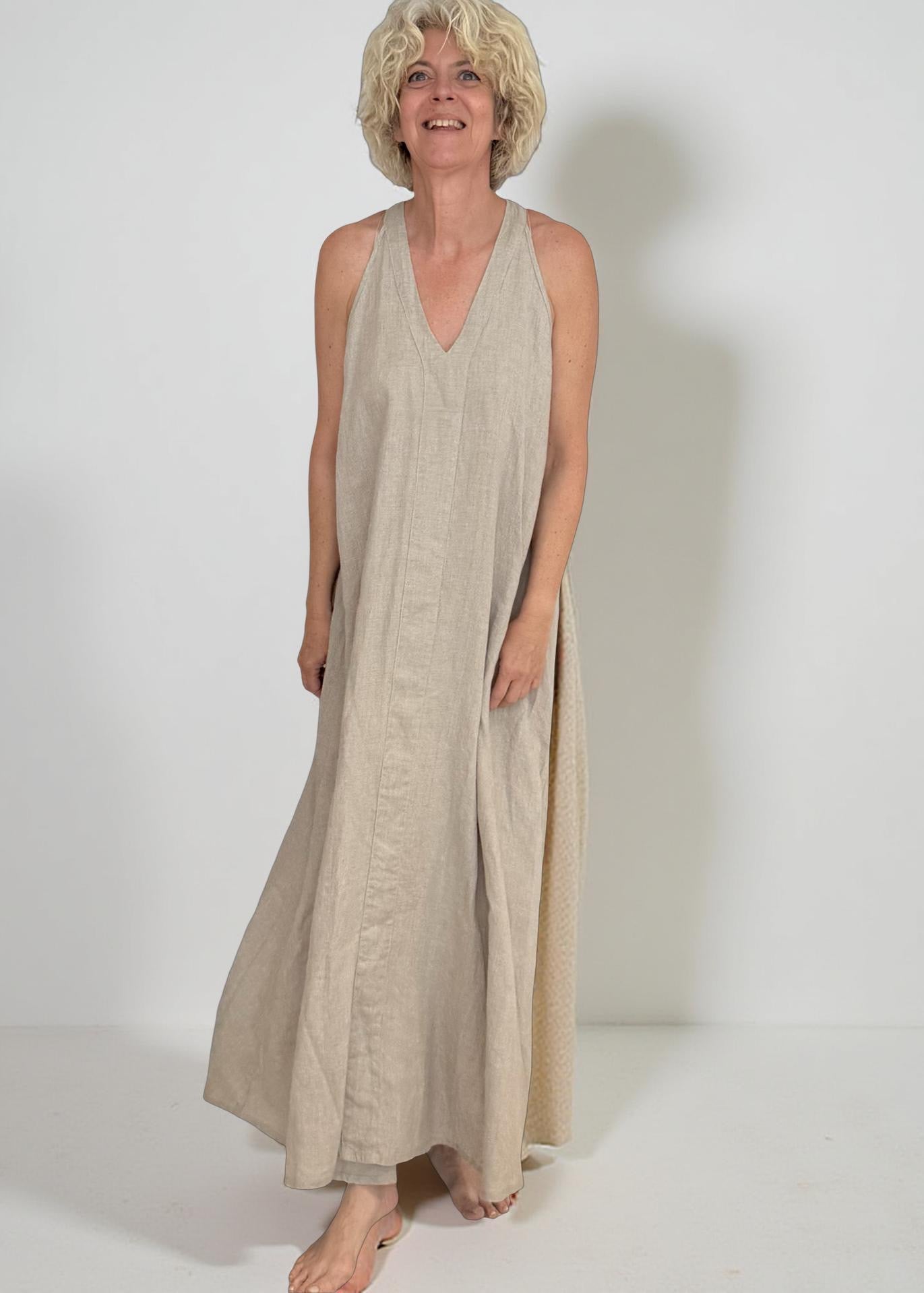 SPRING PRAY Maxi-Kleid aus Naturleinen