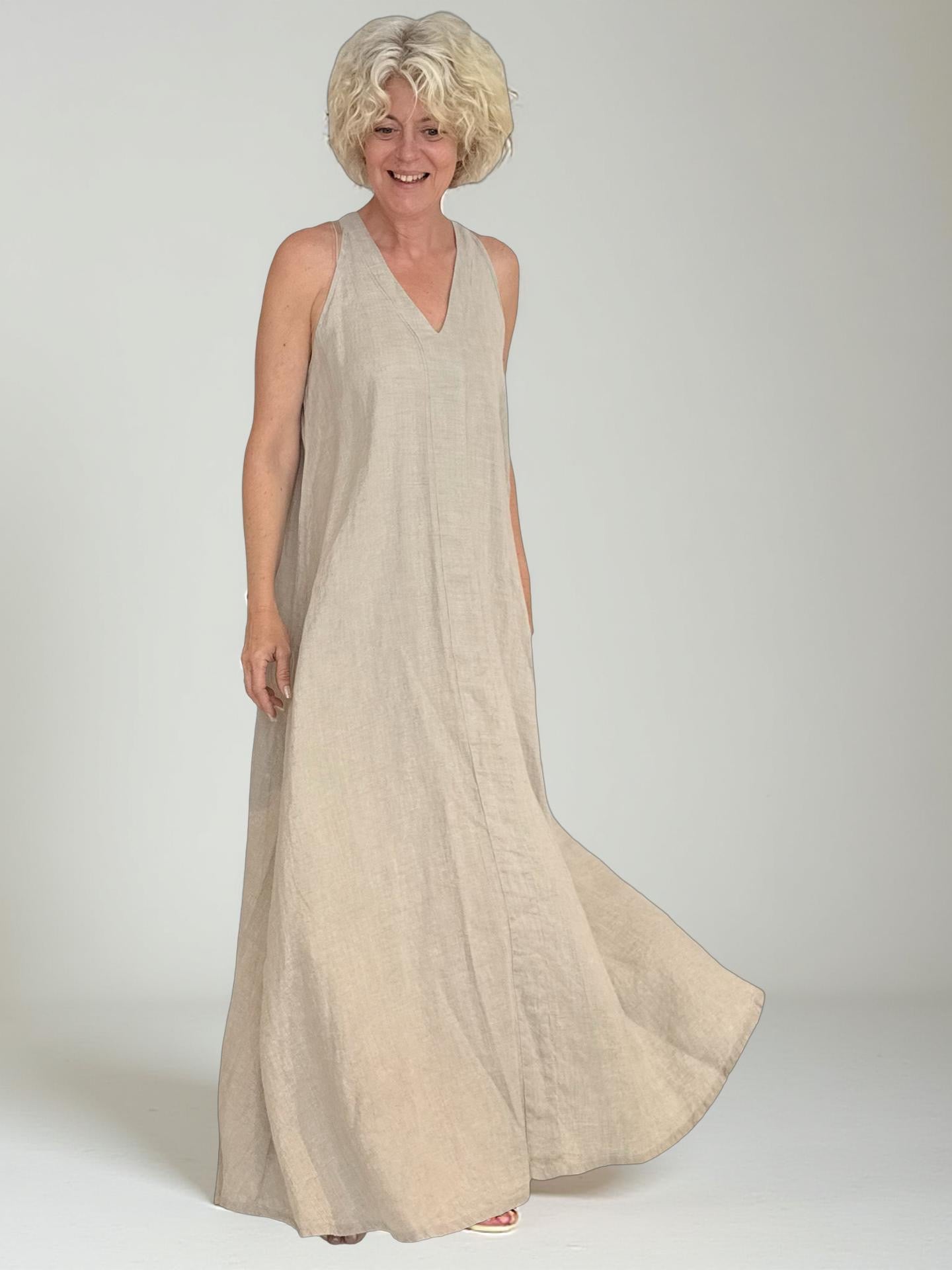 SPRING PRAY Maxi-Kleid aus Naturleinen