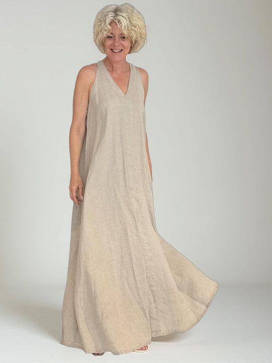 SPRING PRAY Maxi-Kleid aus Naturleinen