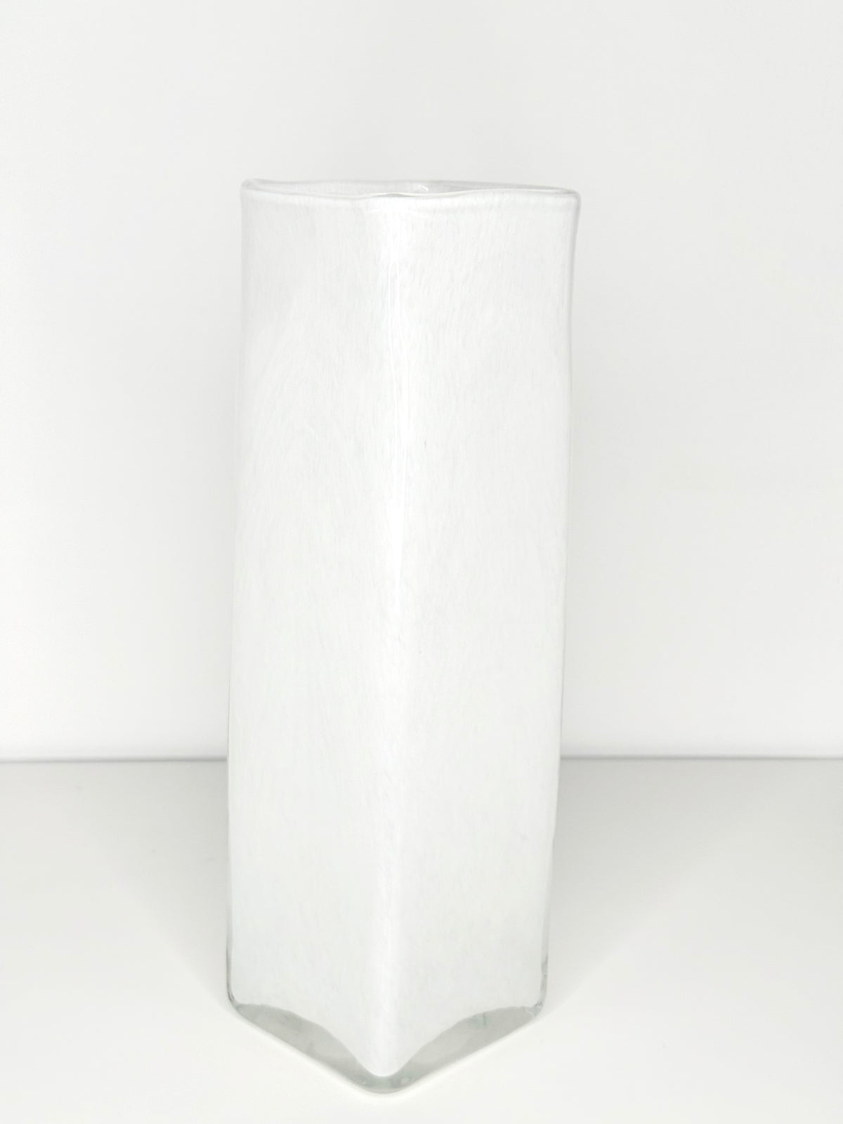 White thick-walled glass vase - sculptural vase 35 cm