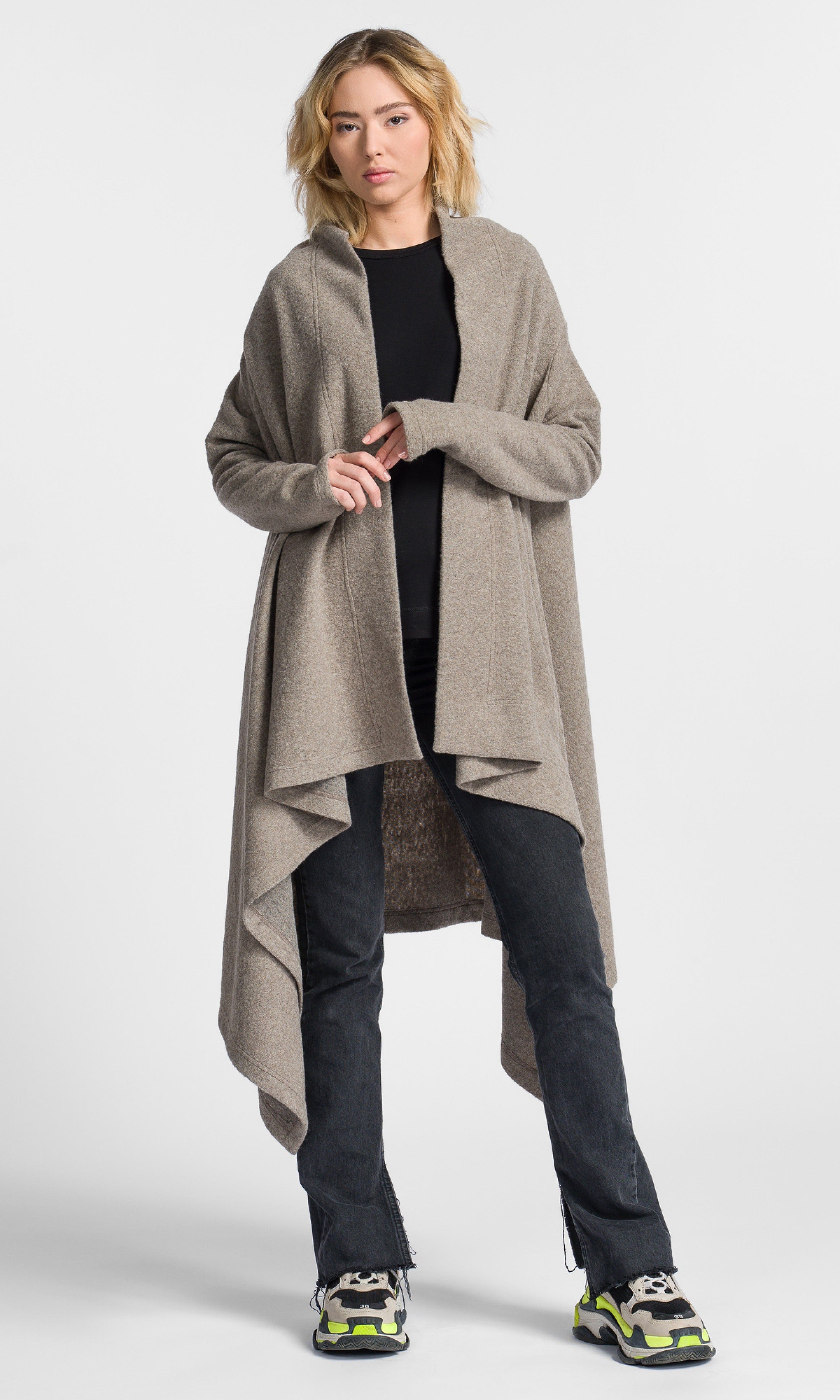 FLORENCE - asymmetrischer langer Cardigan - 100% Wolle