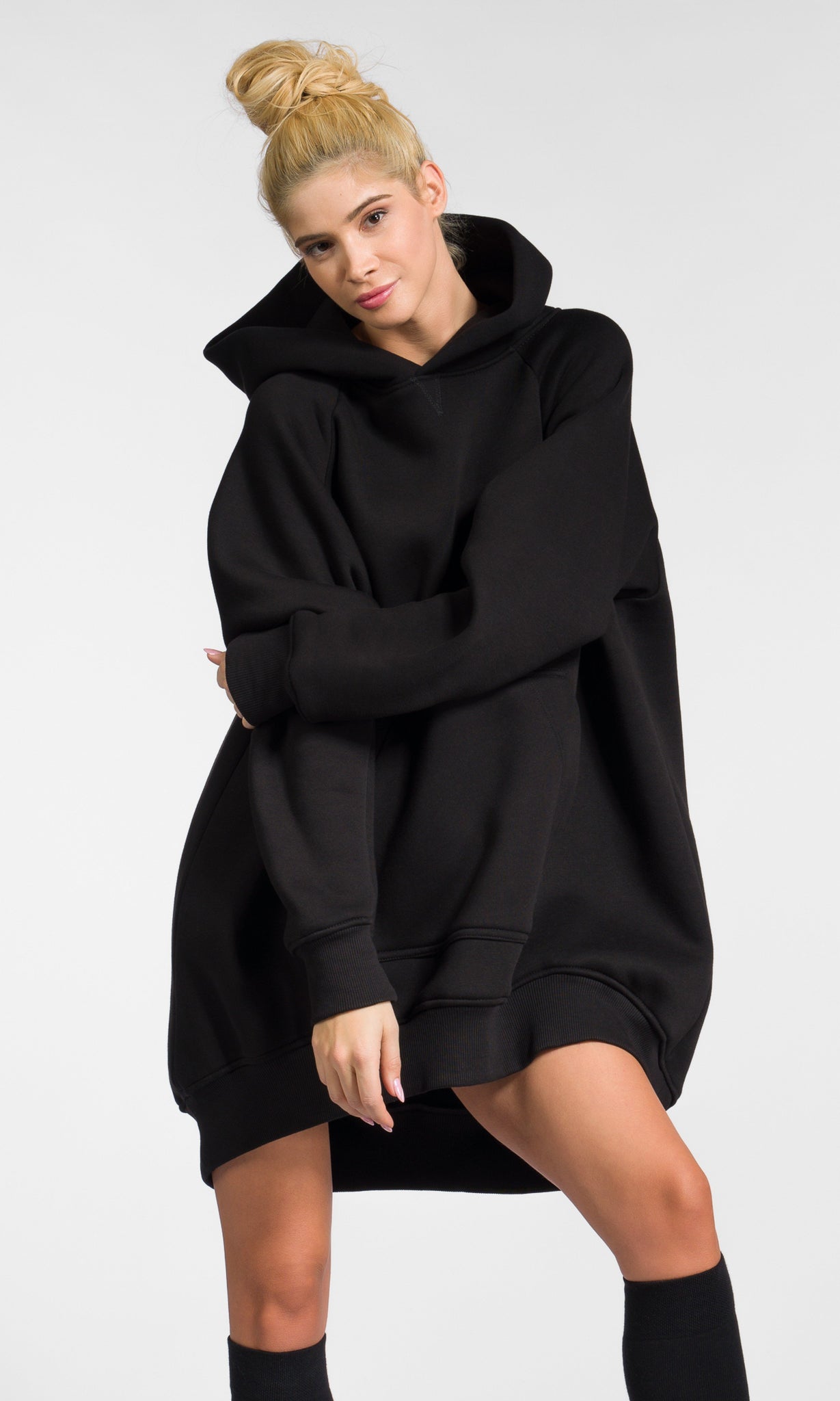 NEW YORK - Long Hoodie mit überschnittenen Schultern - Baumwolle / Polyester - Fleece