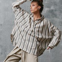 OSLO - Oversize Leinen Bluse gestreift