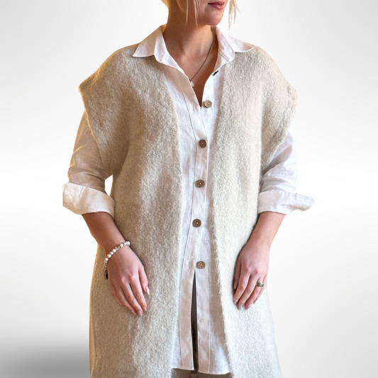 AMBIENTE - ärmelloser Cardigan - Mohair / Alpaka Mischgewebe