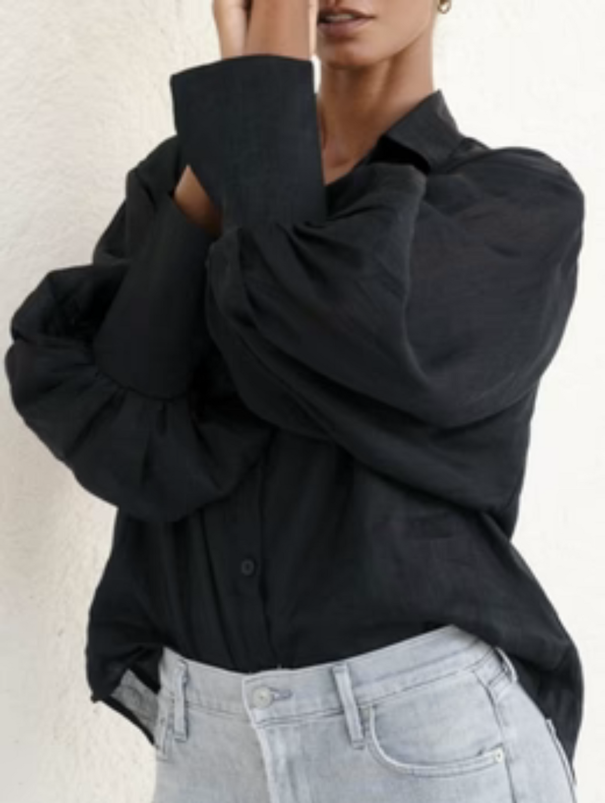 Blusa Luciee Eloise – blusa in ramia con maniche a palloncino bianca