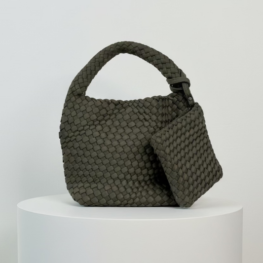 Kleine Tote Bag geflochtenes neopren mit Innentasche und Schulterriemen