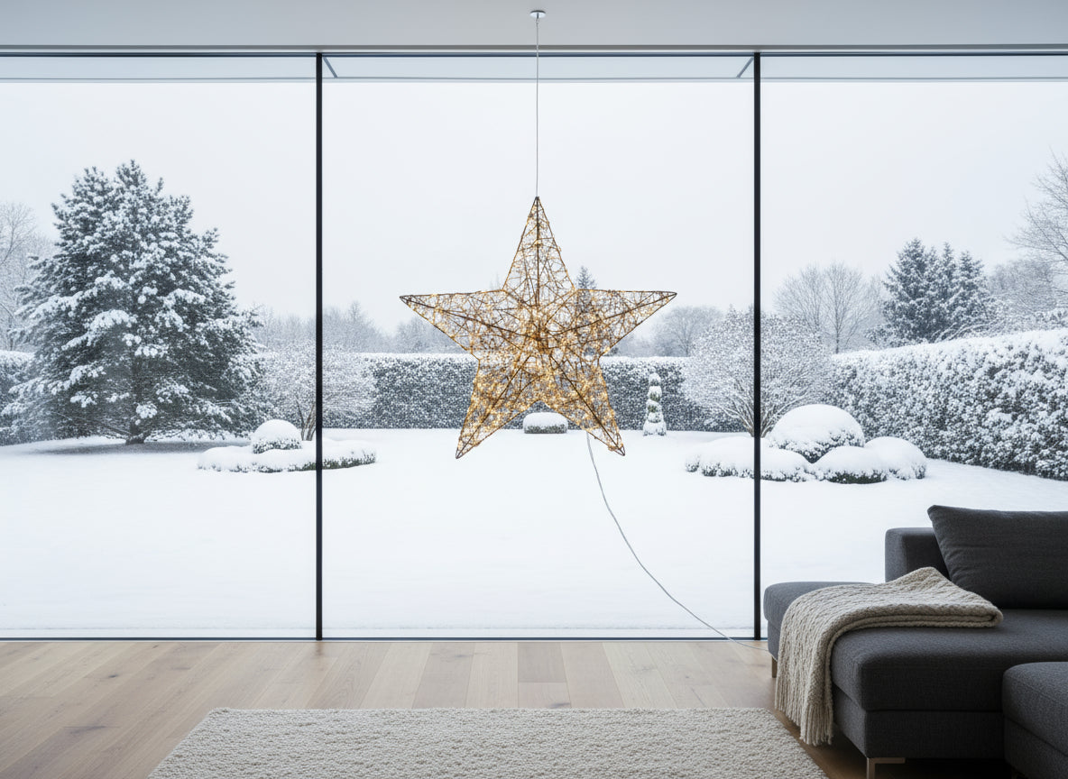 LED-Stern | warmweiß | golden Twist | mit Timer