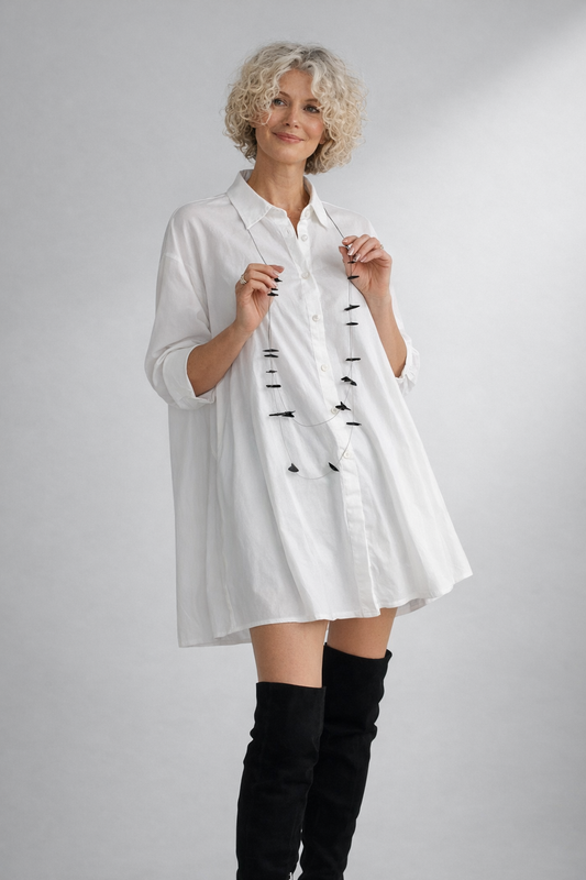 Vestito camicia Anastasia by Kampeas bianco – A-linea