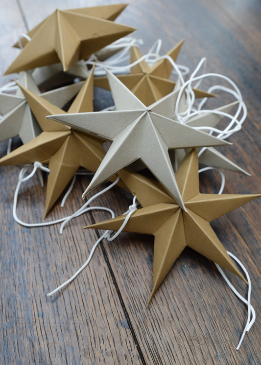 Mini Papiersterne Set mit 2 Stück | caramel | 12 cm