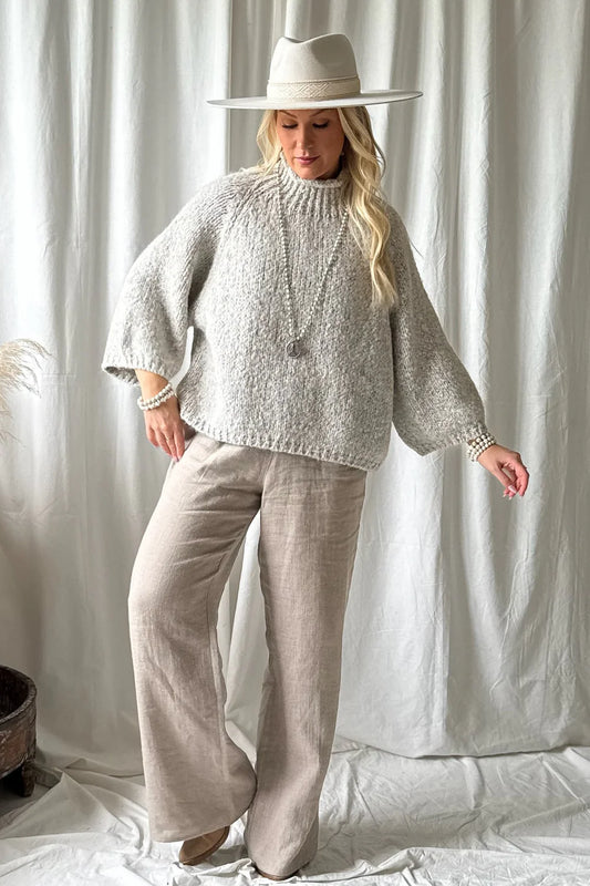 MOYA Stehkragen-Pullover - stone