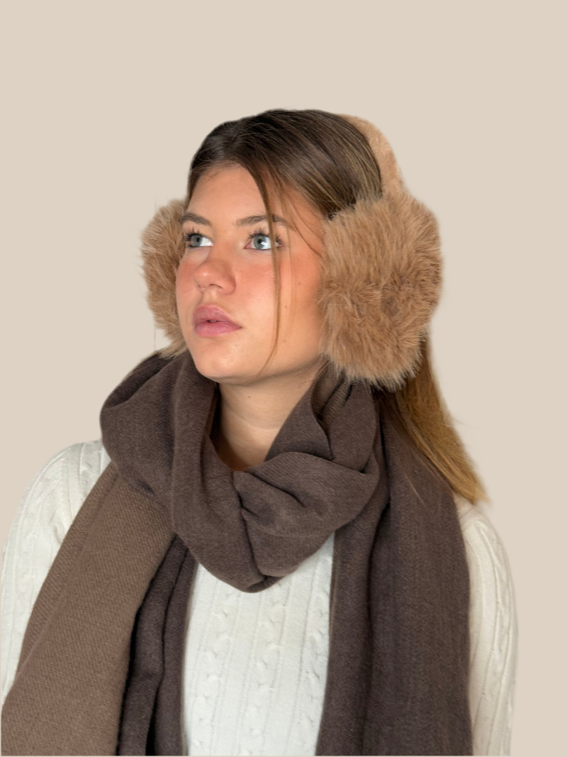 Flauschige Ohrenwärmer Kunstfell | caramel