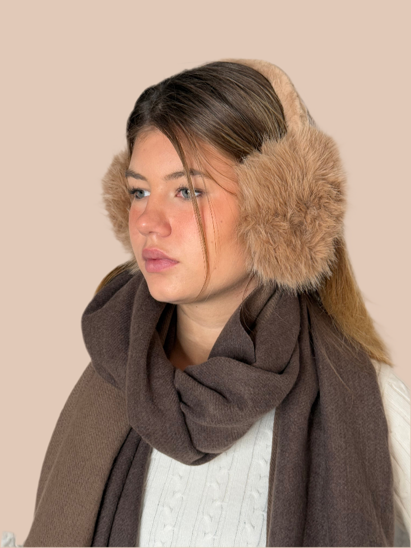 Flauschige Ohrenwärmer Kunstfell | caramel