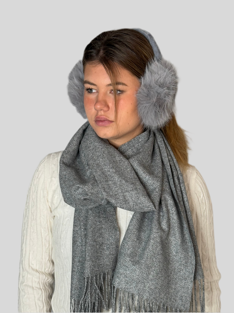 Flauschige Ohrenwärmer Kunstfell | grau