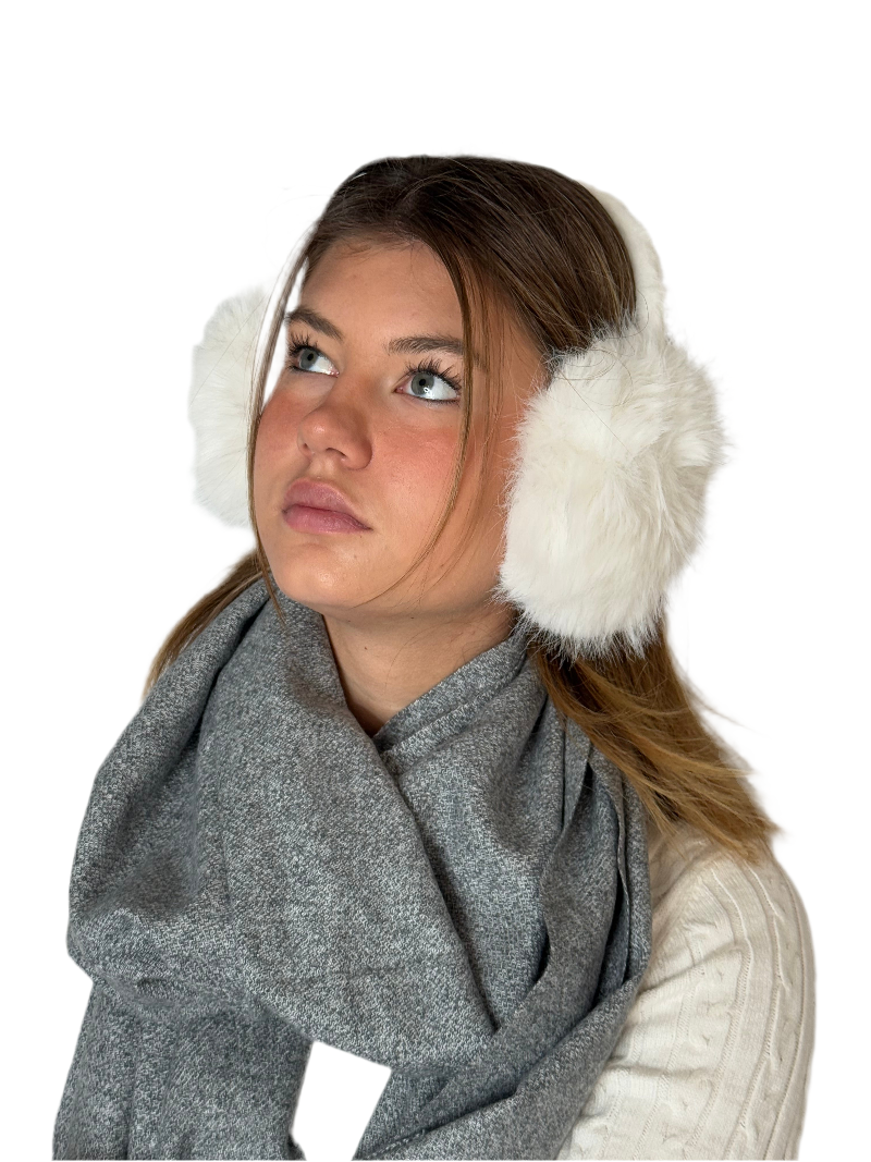 Flauschige Ohrenwärmer Kunstfell | weiß