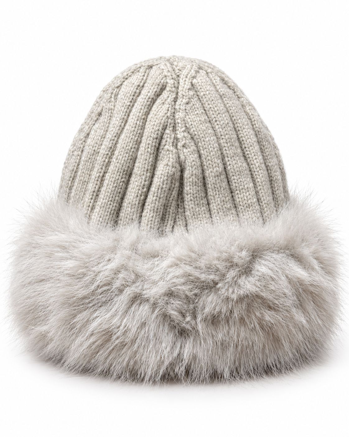 Strickmütze Damen mit Kunstfell