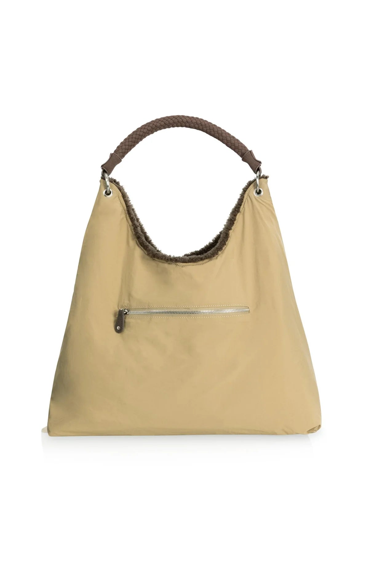 YAYA Shopper mit glatter kamelfarbener Seite als Wendevariante