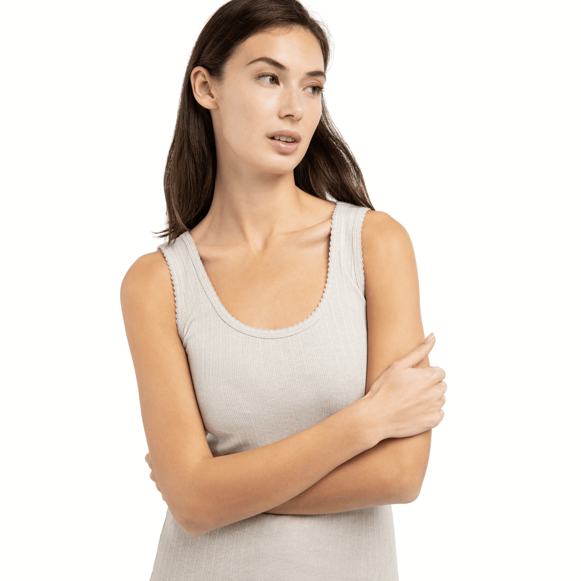 YAYA Ärmelloses Top gerippt - Beige