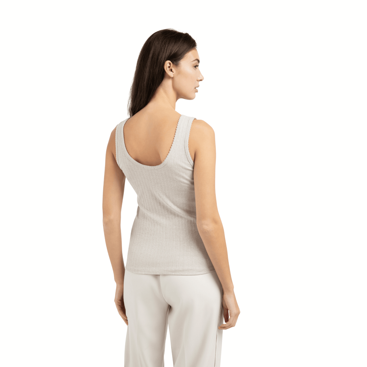 YAYA geripptes ärmelloses Top – Beige