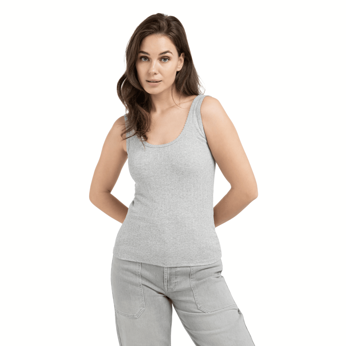 YAYA geripptes ärmelloses Top – Grau