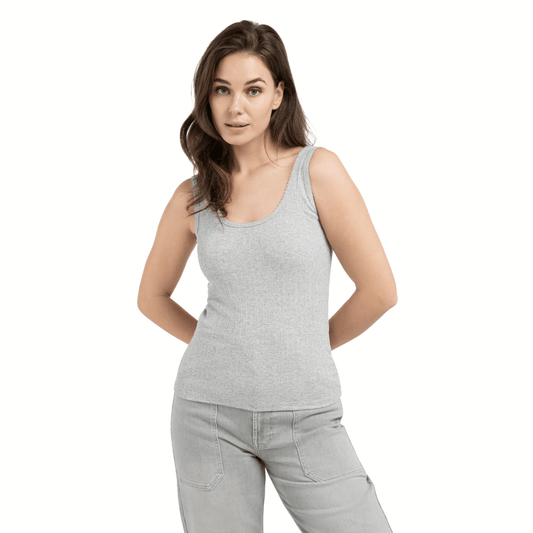 YAYA Ärmelloses Top gerippt - Grau