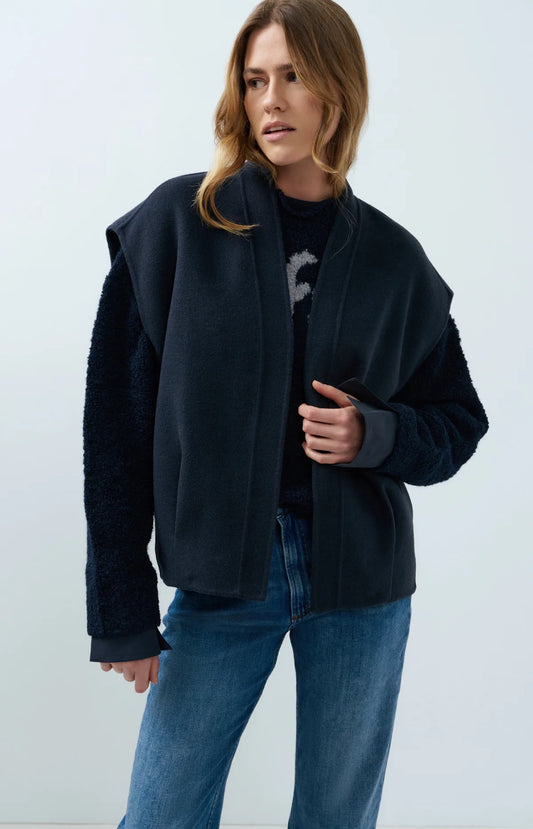 YAYA Oversize Wollweste Damen in Dunkelgrau Melange