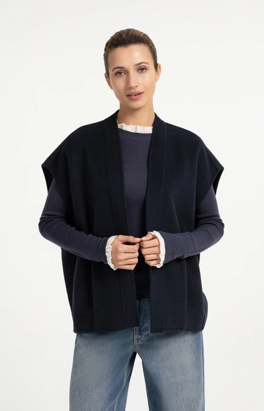 YAYA Oversize Wollweste – Dunkelgrau Melange