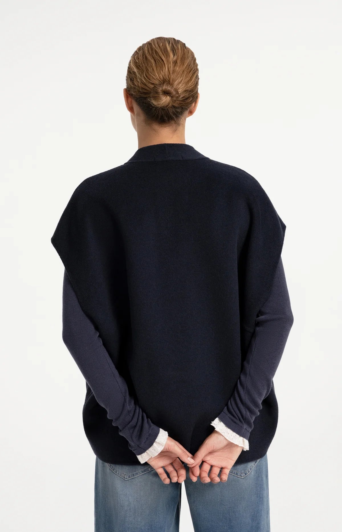 YAYA Oversize Wollweste – Dunkelgrau Melange