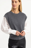 Bild in Galerie laden, YAYA 2-in-1 Pullover im Blusen-Look – Grau Melange

