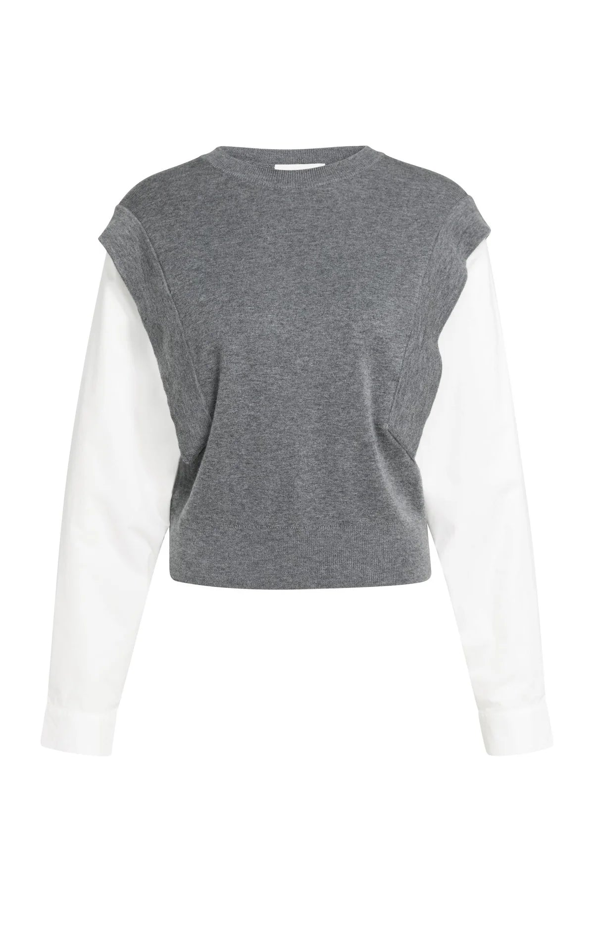YAYA 2-in-1 Pullover im Blusen-Look – Grau Melange
